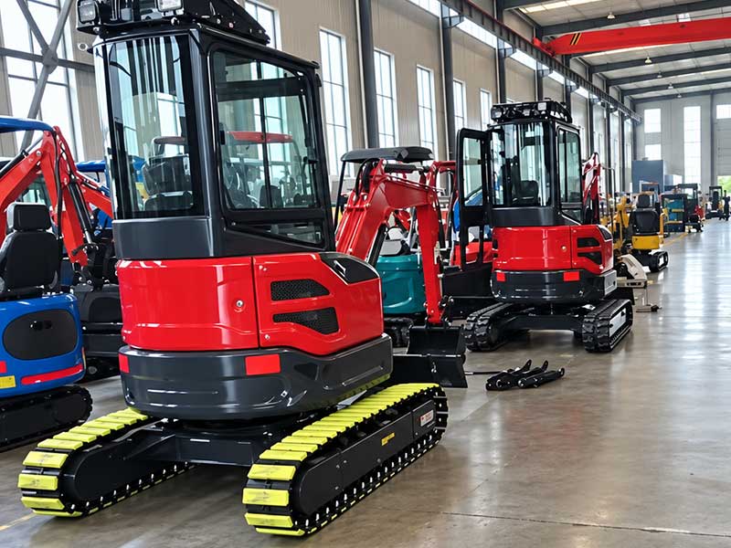 Mini excavators prepared in the workshop