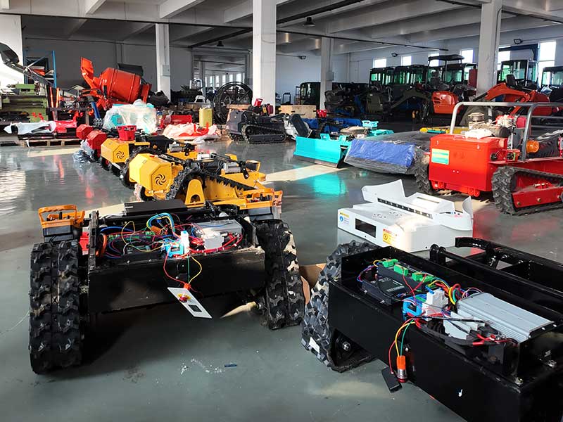 Crawler mower preparation in the workshop
