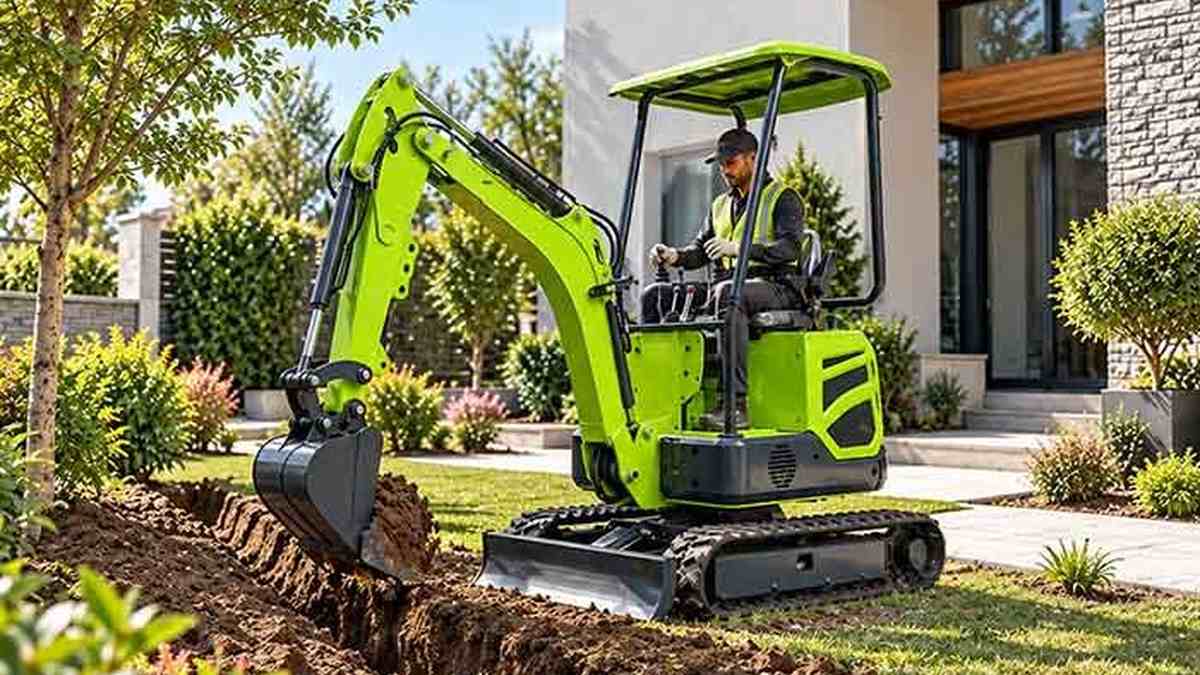 Mini excavator for landscaping